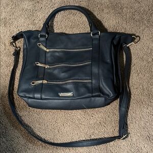 Rampage Black Shoulder Bag with Gold Zippers